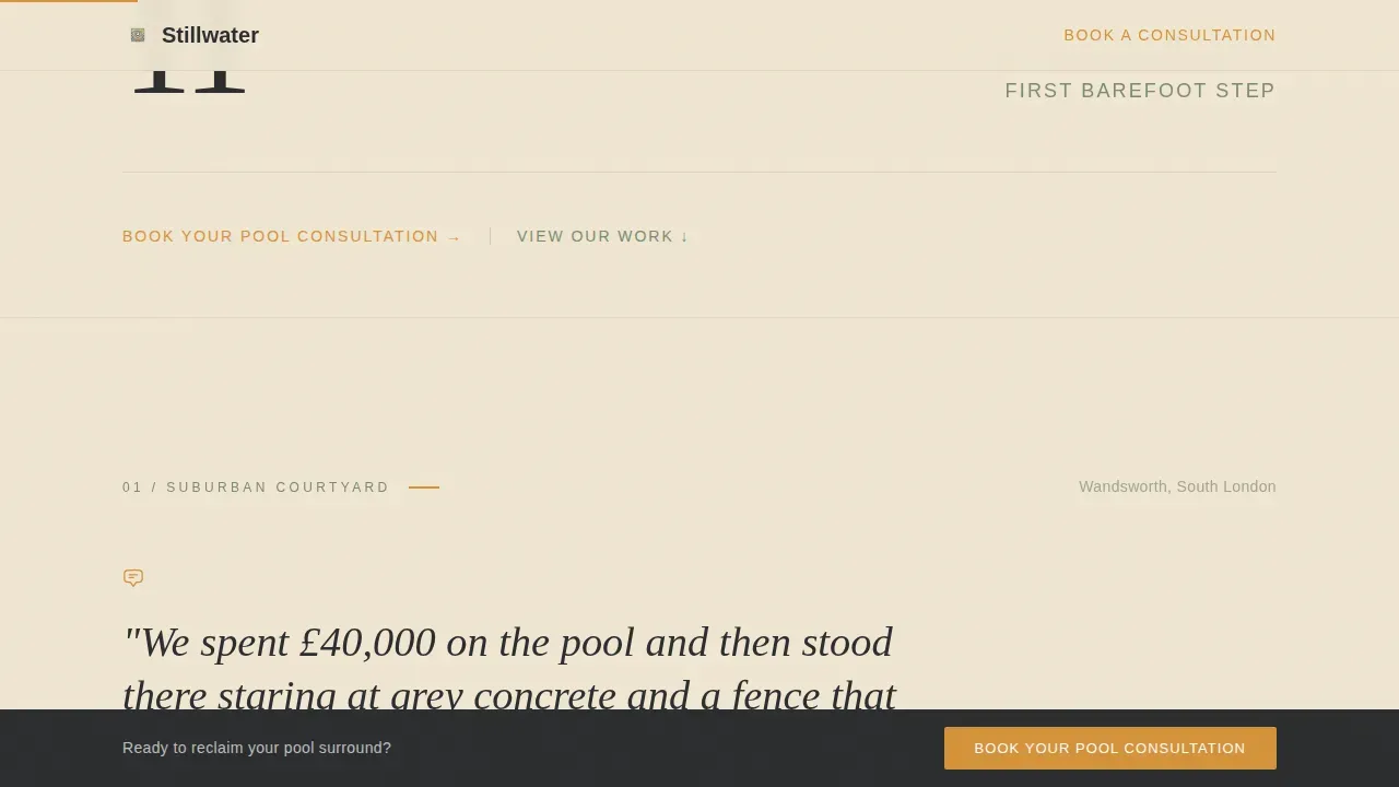 Pool Area Renovation Booking Website Template
