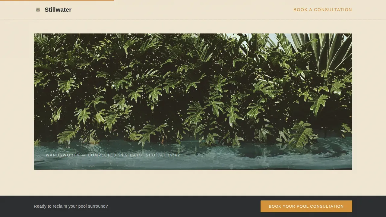 Pool Area Renovation Booking Website Template