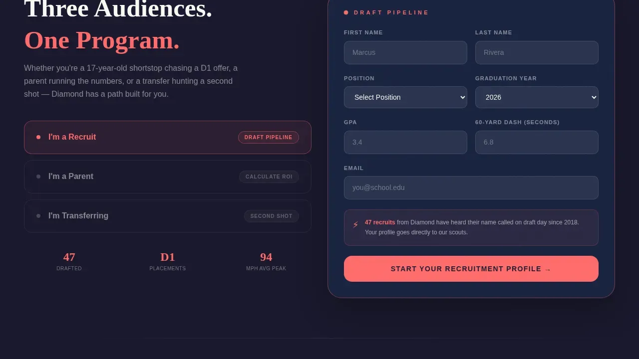 Baseball Leagues Careers Website Template