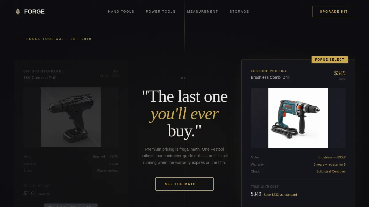 Tools & Hardware E-Commerce Pricing Website Template