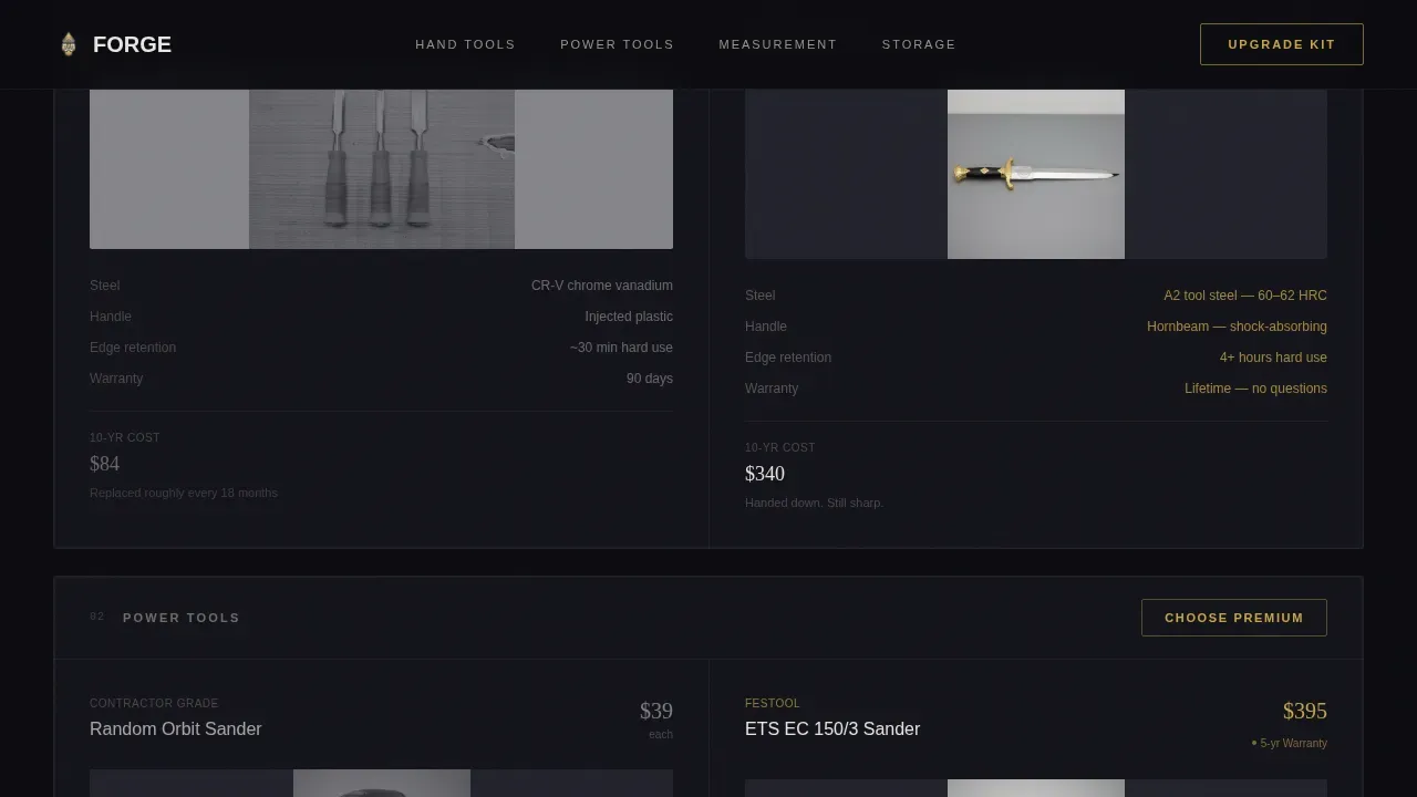 Tools & Hardware E-Commerce Pricing Website Template
