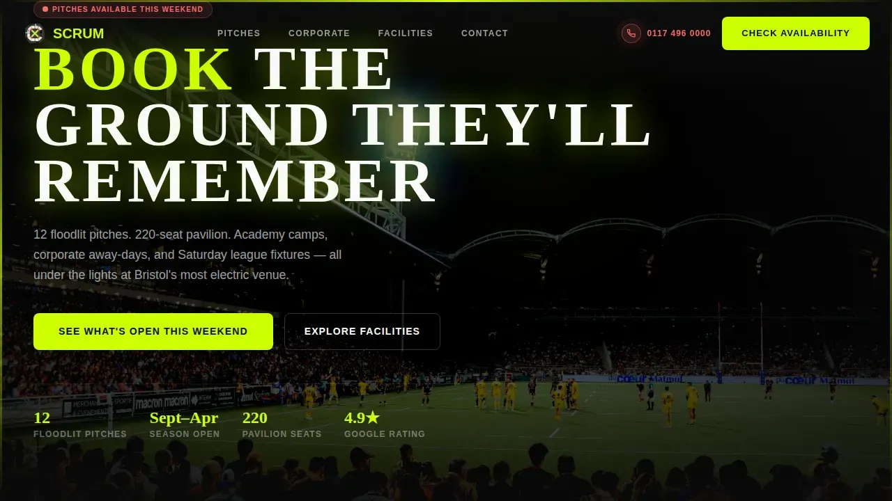 Rugby Booking Website Template