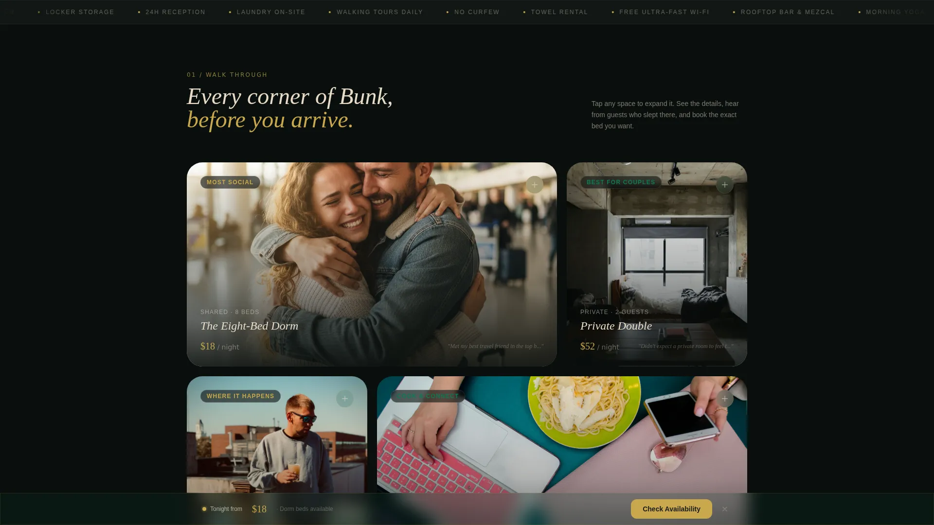 Immersive Hostel Booking Landing Page Template