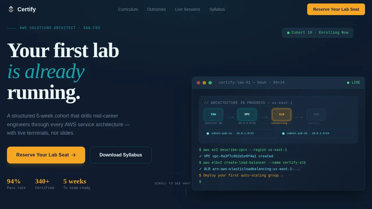 AWS Cloud Training Landing Page Template