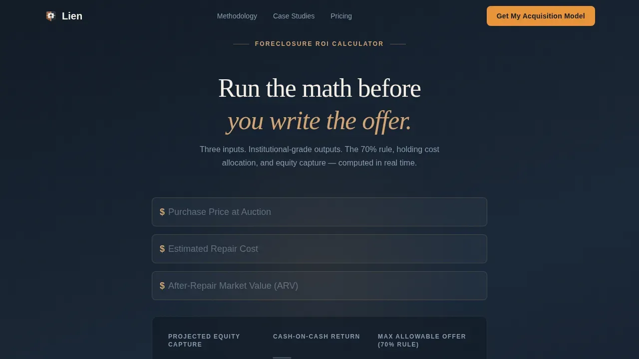 Foreclosure & REO Real Estate Pricing Website Template