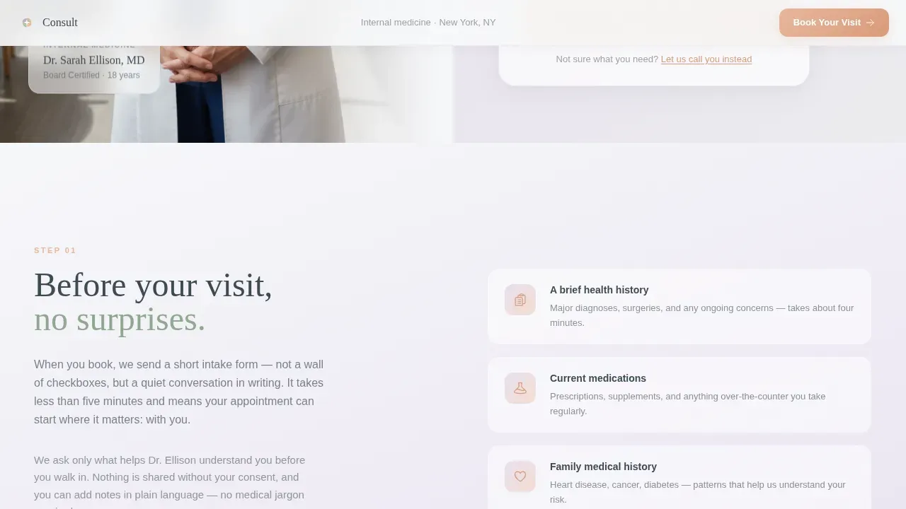 Internist Booking Website Template