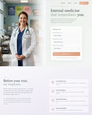 Internist Booking Website Template