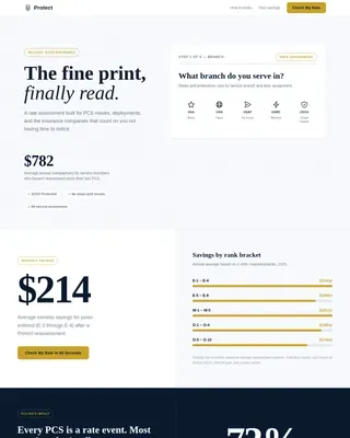 Military Service Member Insurance Professional Website Template