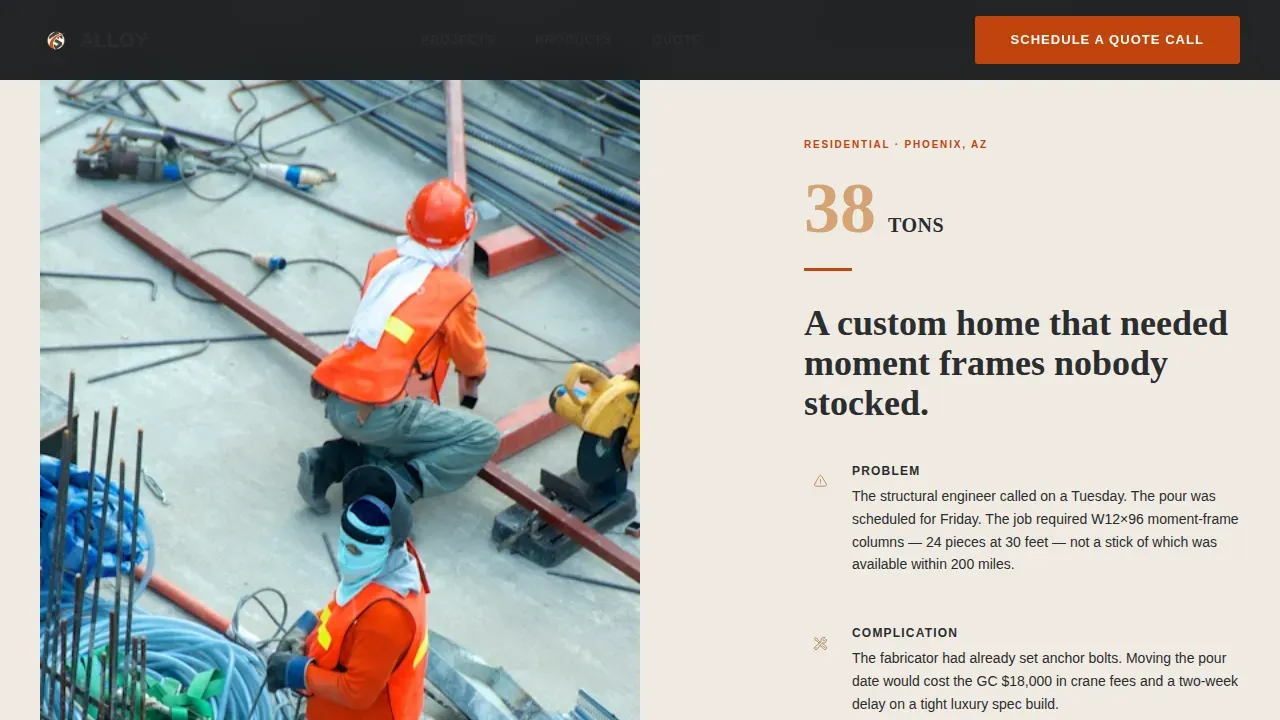 Steel Products & Portfolio Website Template
