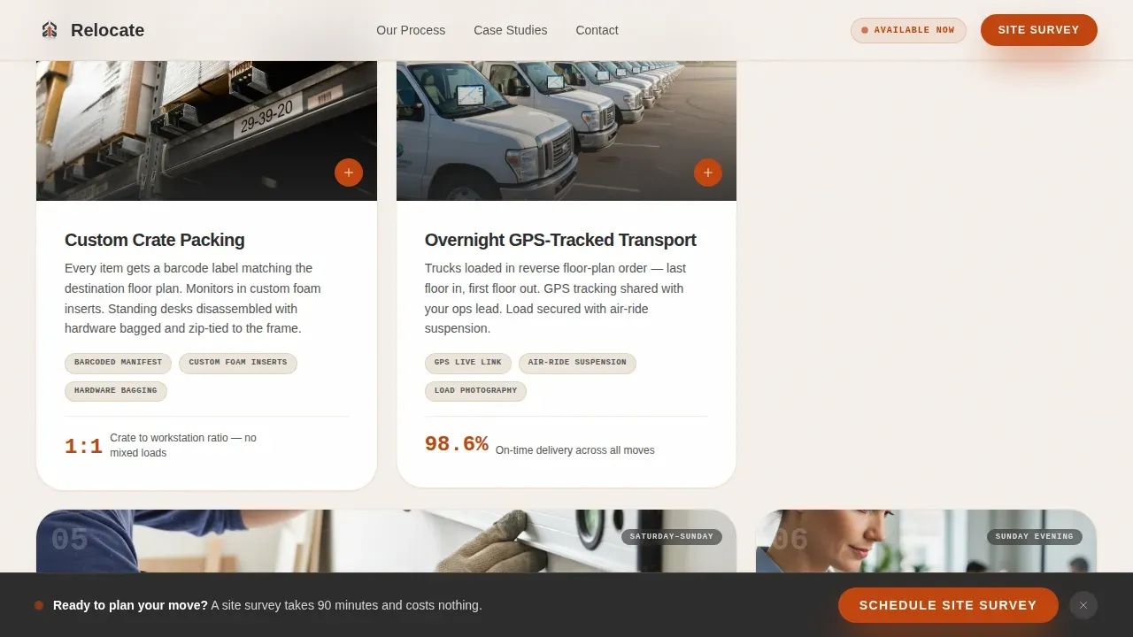 Moving & Relocation Booking Website Template