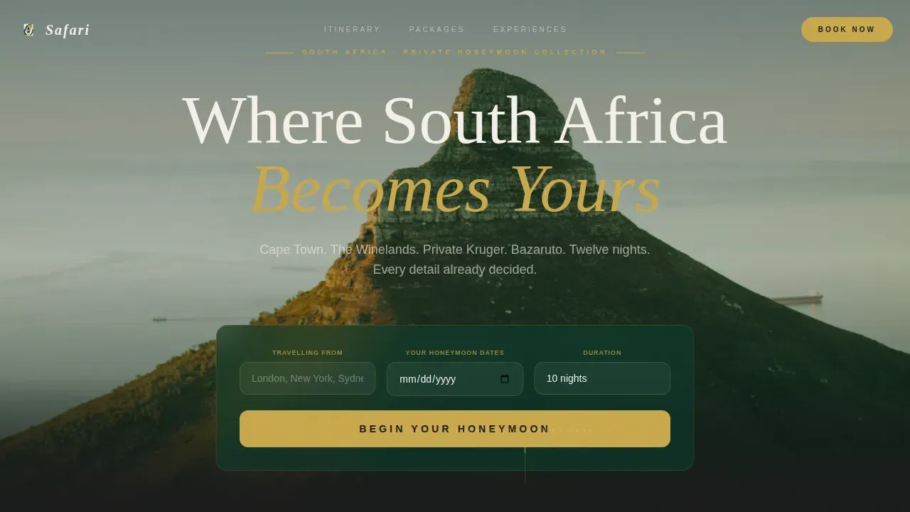 South Africa Travel Booking Website Template