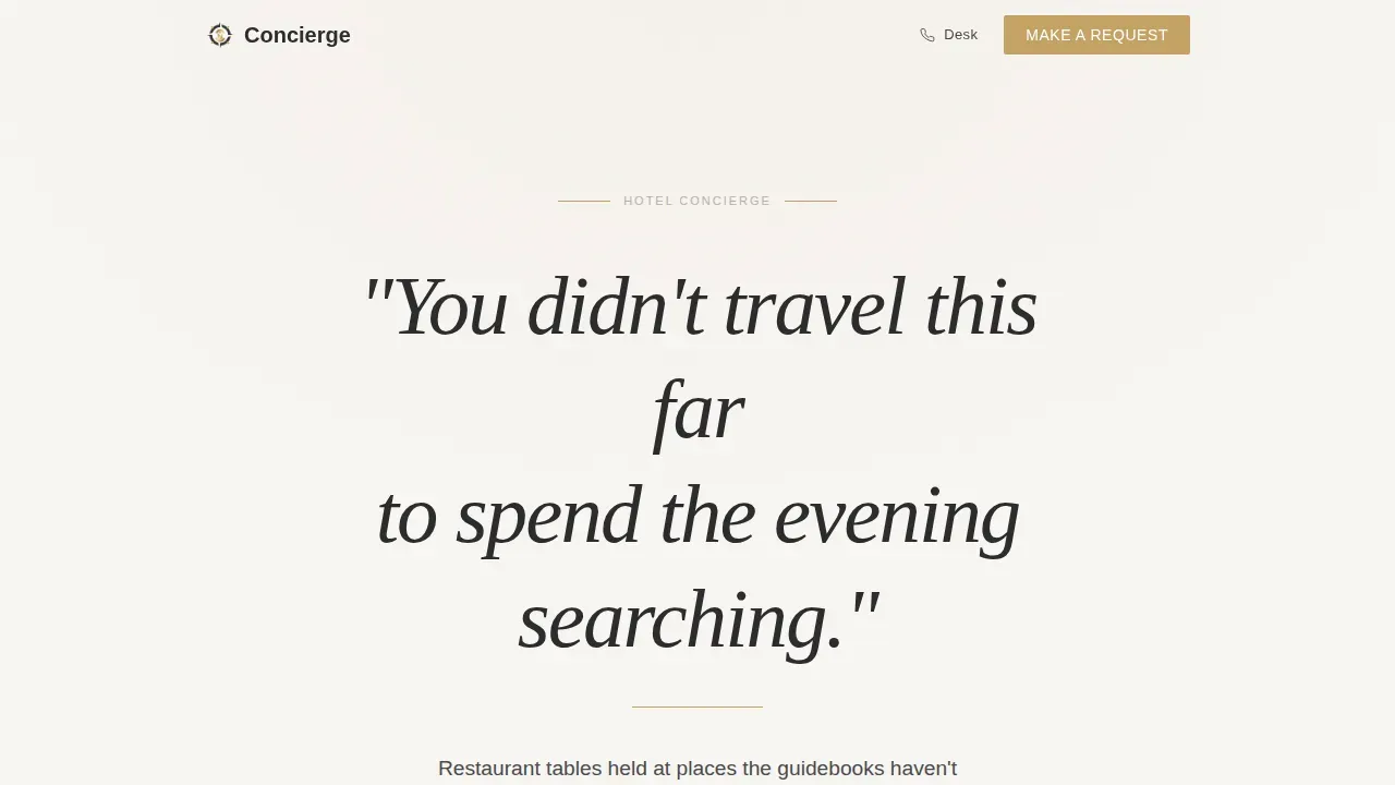 Hotel Concierge Booking Website Template