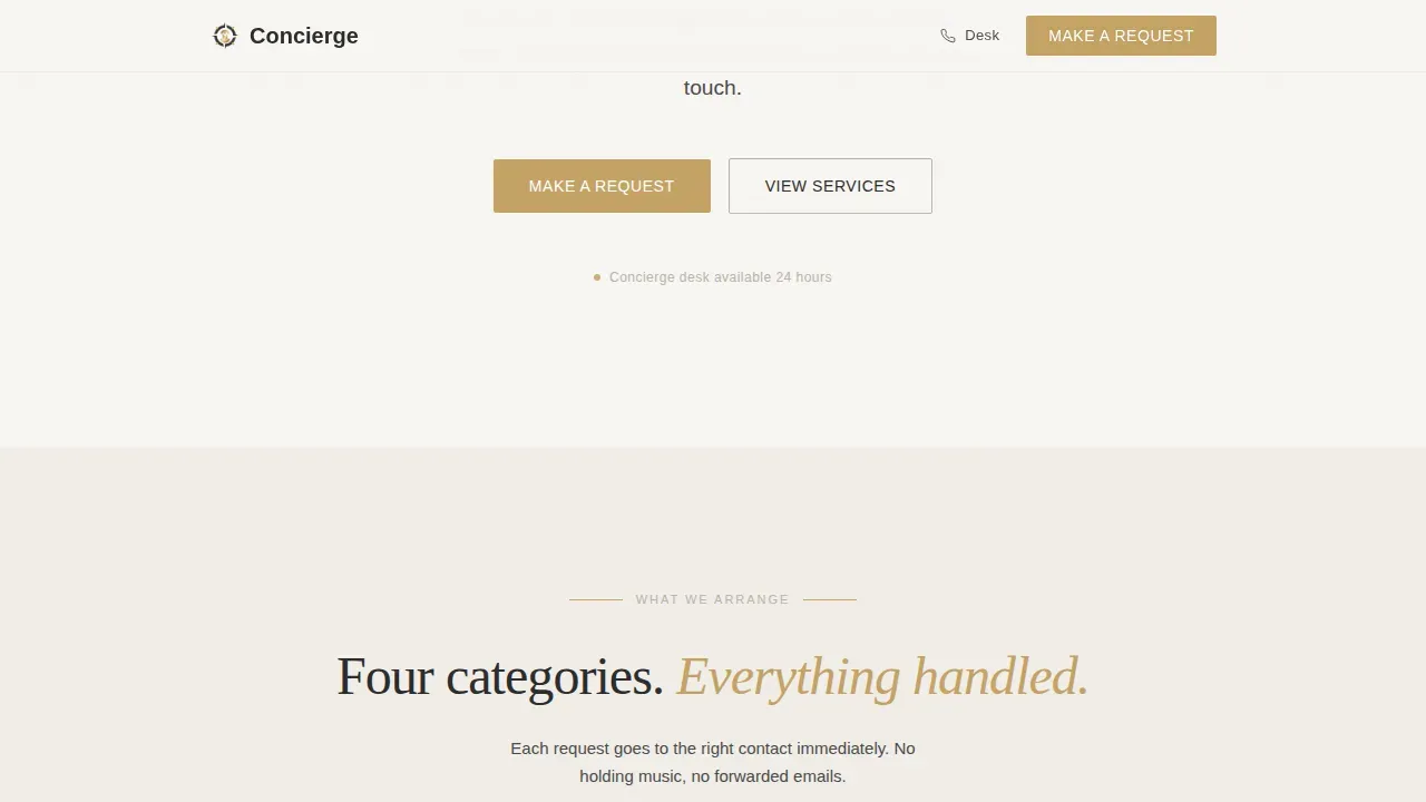 Hotel Concierge Booking Website Template