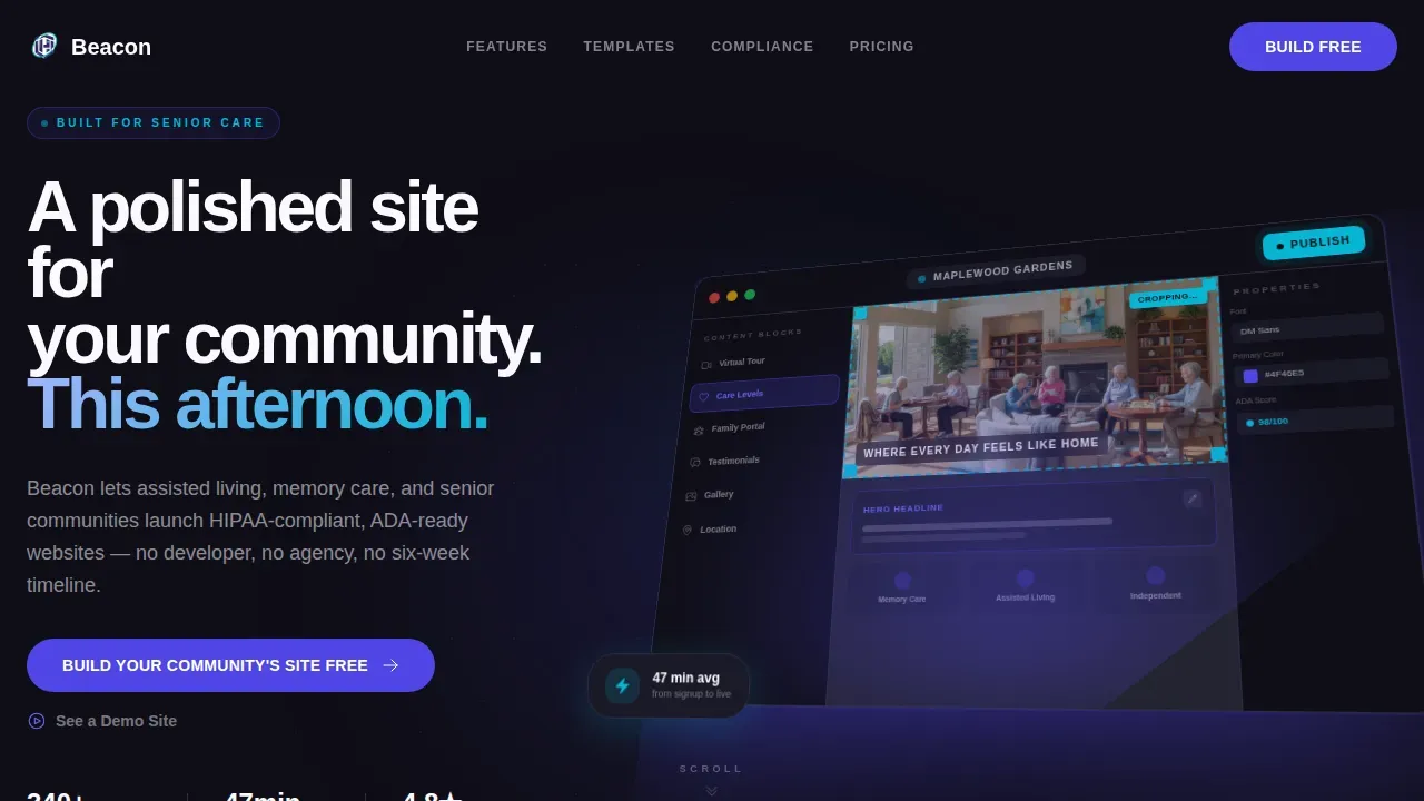 Senior Care Software & SaaS Reviews Website Template