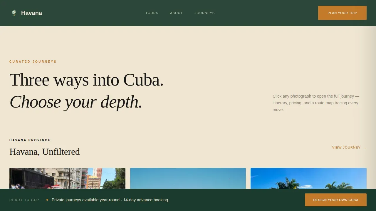 Cuba Travel Booking Website Template