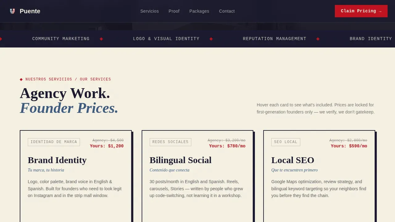 Immigrant-Owned Business Pricing Website Template