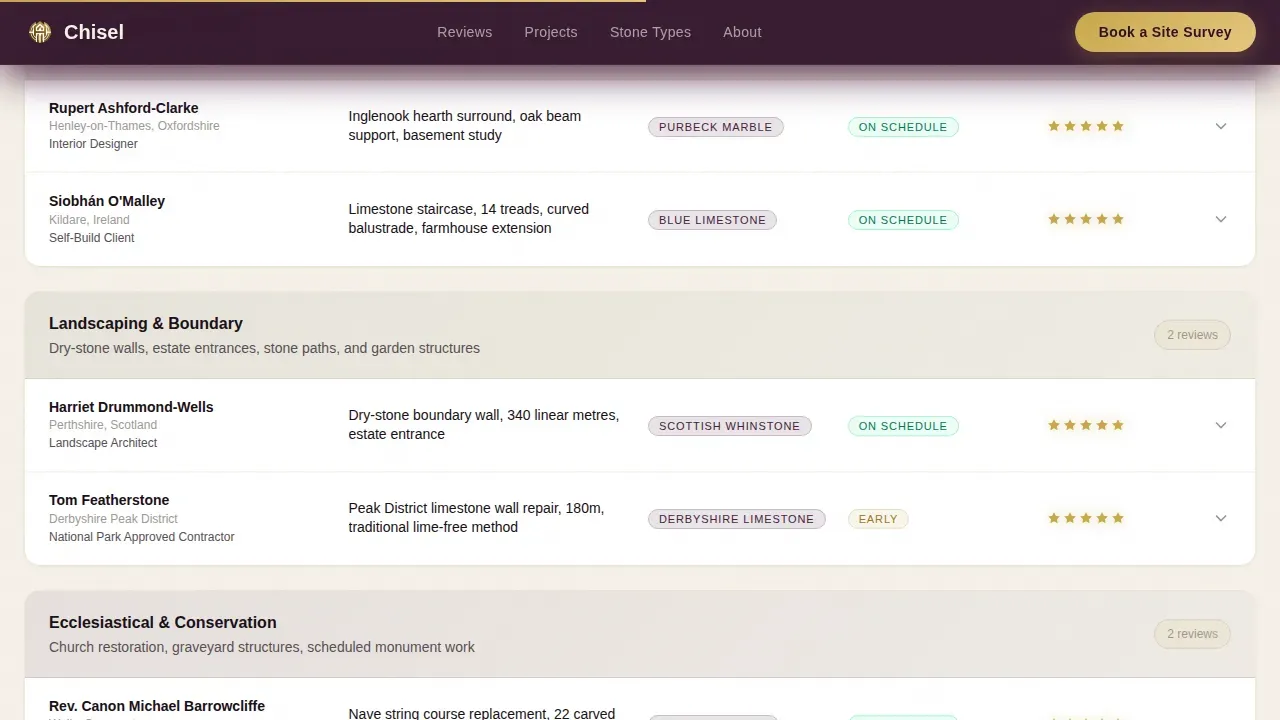 Stonemason Business Booking Website Template
