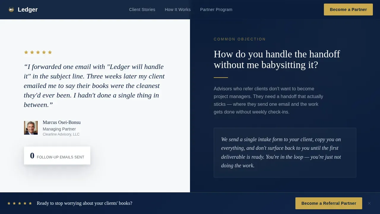 Trusted Bookkeeping Testimonials Landing Page Template