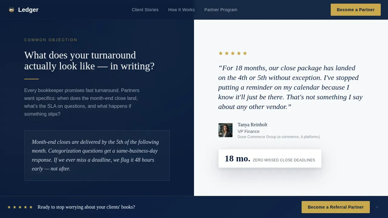 Trusted Bookkeeping Testimonials Landing Page Template