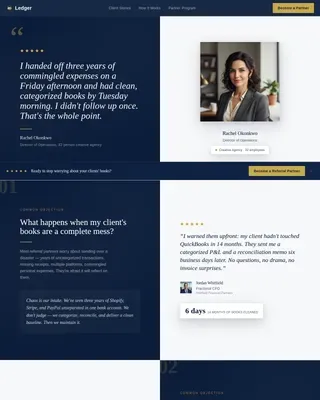 Trusted Bookkeeping Testimonials Landing Page Template