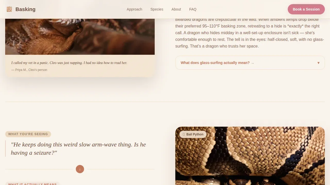 Expert Exotic Animal Coaching Landing Page Template