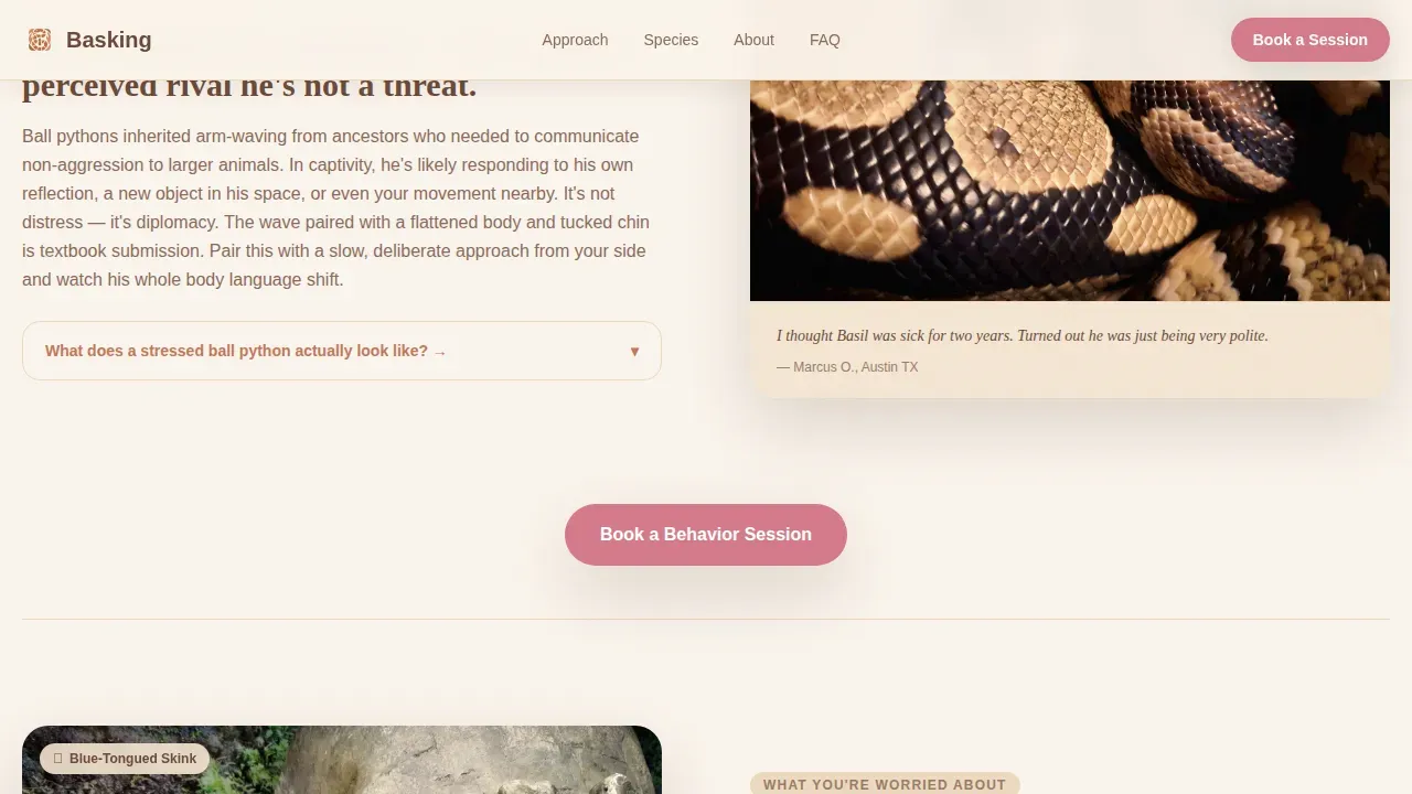 Expert Exotic Animal Coaching Landing Page Template