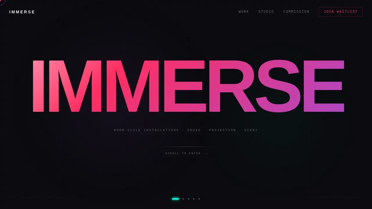 Avant-Garde Experiential Studio Landing Page Template