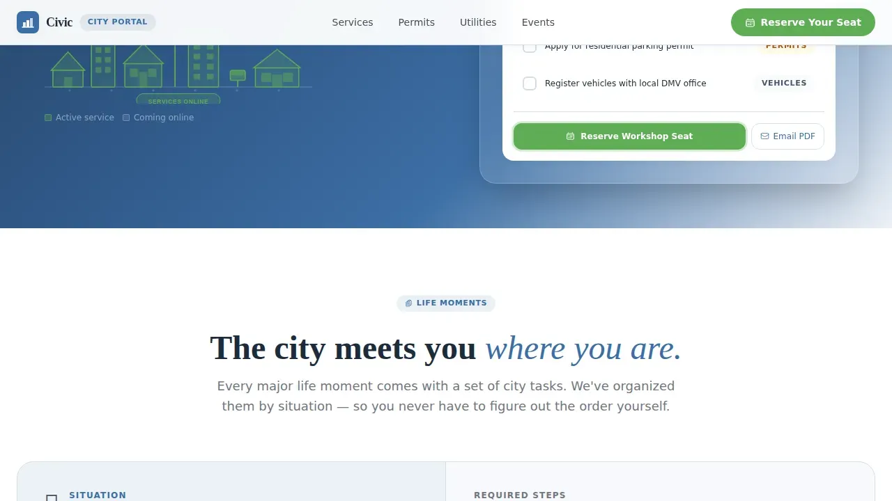 Streamlined Municipal Services Landing Page Template
