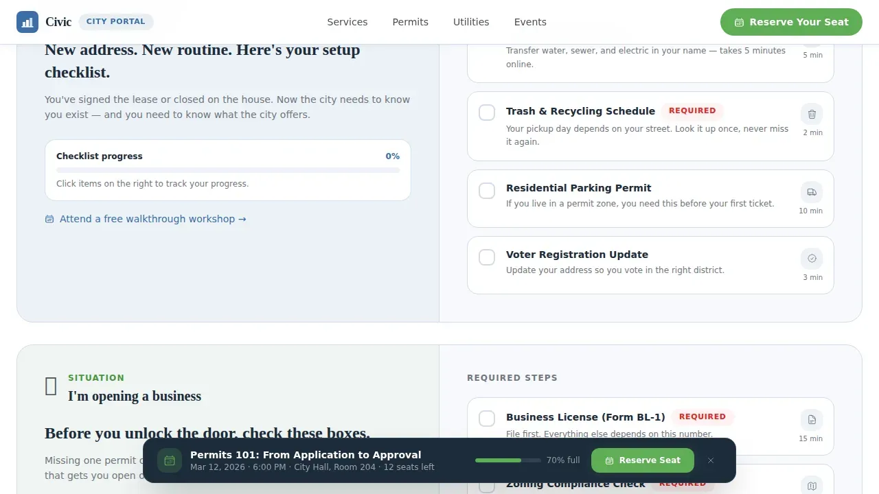 Streamlined Municipal Services Landing Page Template