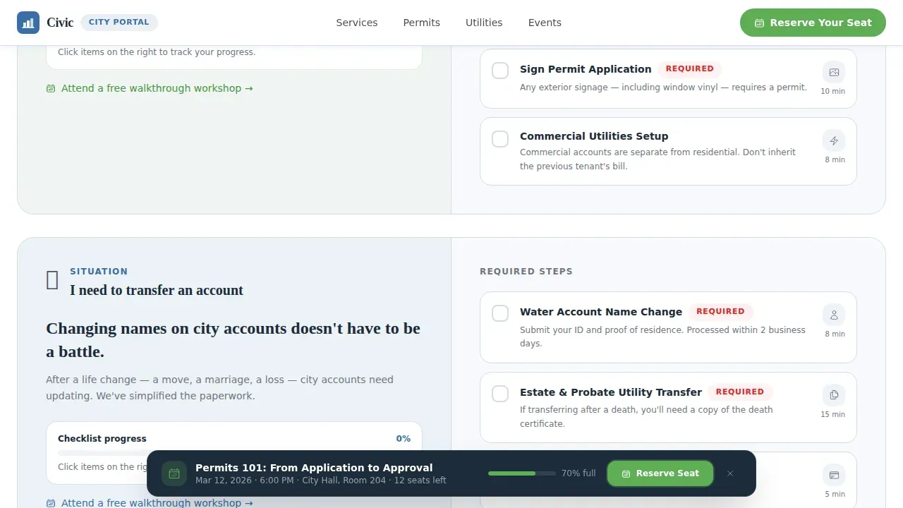 Streamlined Municipal Services Landing Page Template