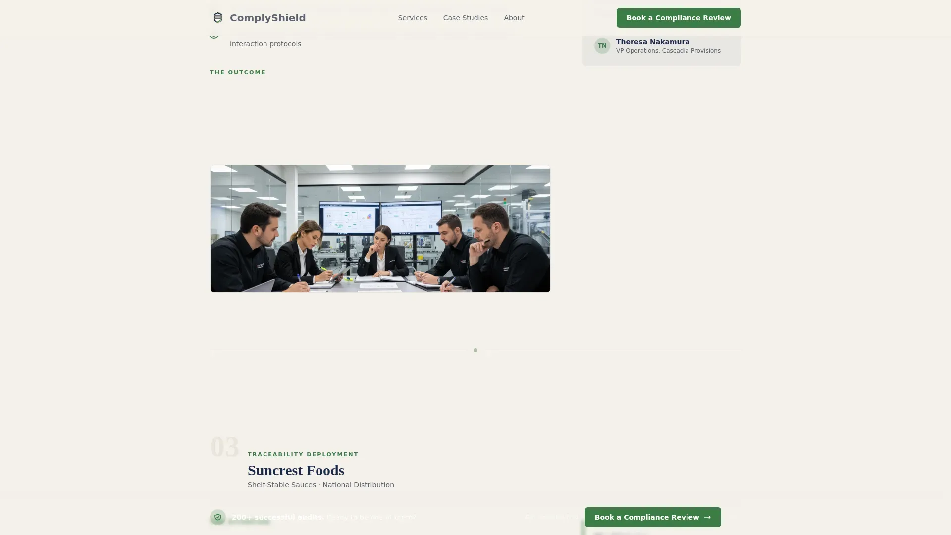 Regulatory Food Service Consulting Landing Page Template