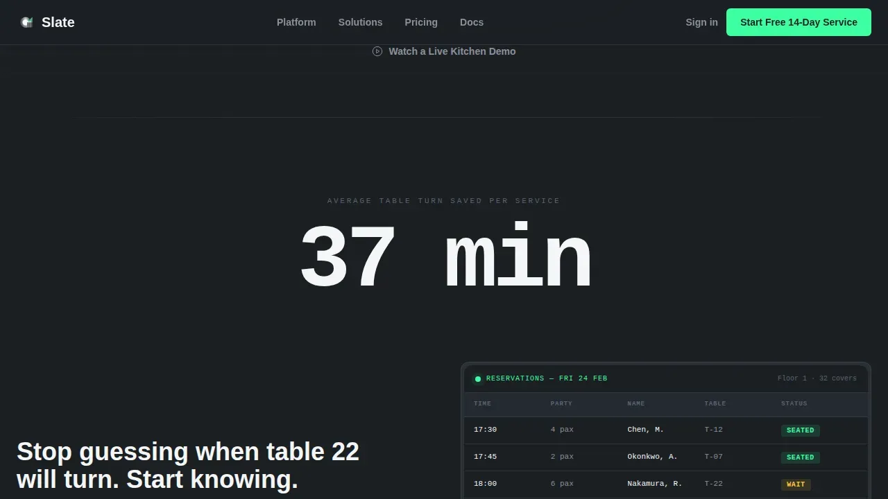 Data-Driven Restaurant Booking Landing Page Template