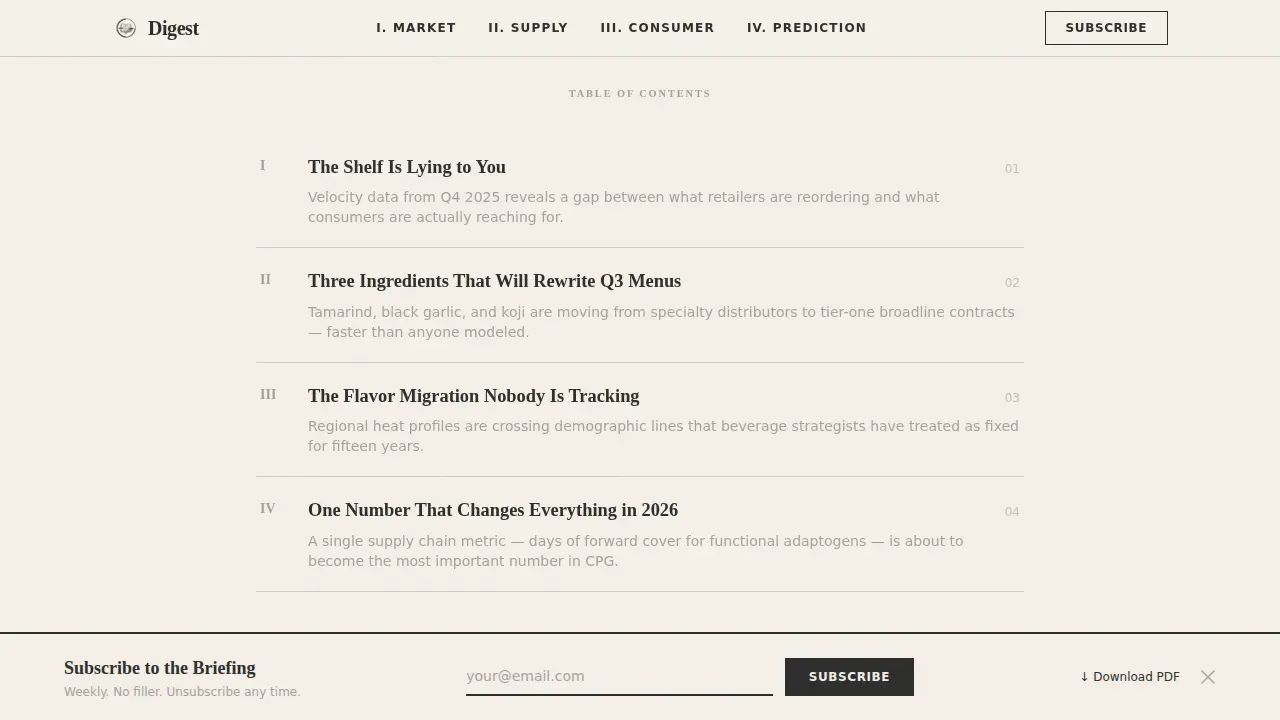 Authoritative Culinary Industry Report Landing Page Template