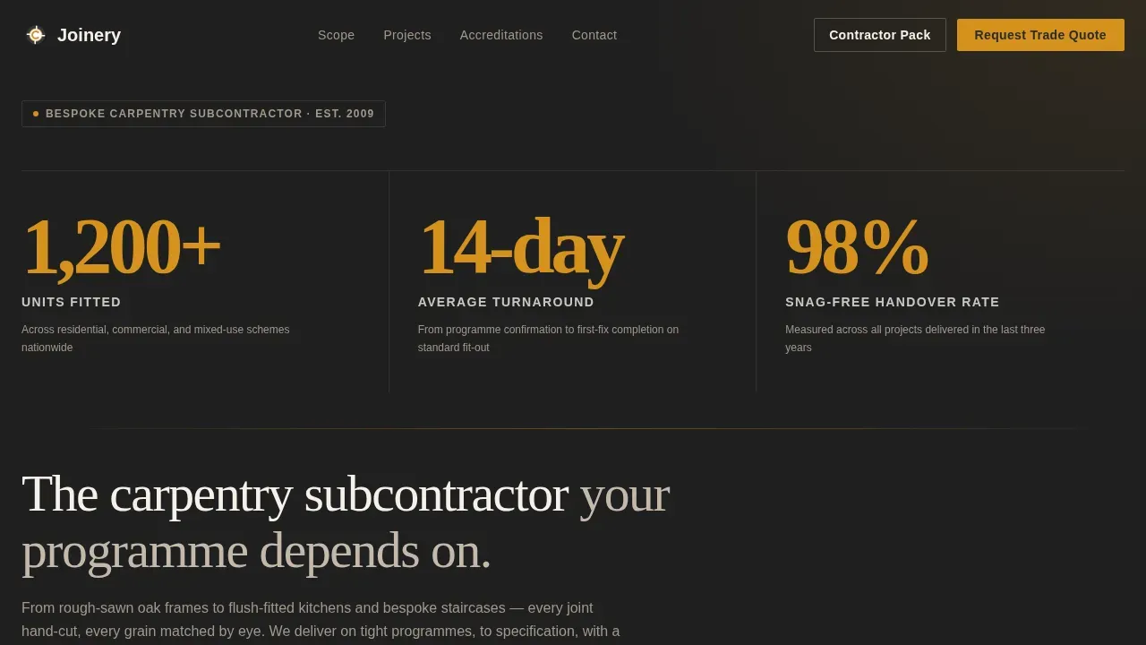 Expert Carpentry Contractor Landing Page Template
