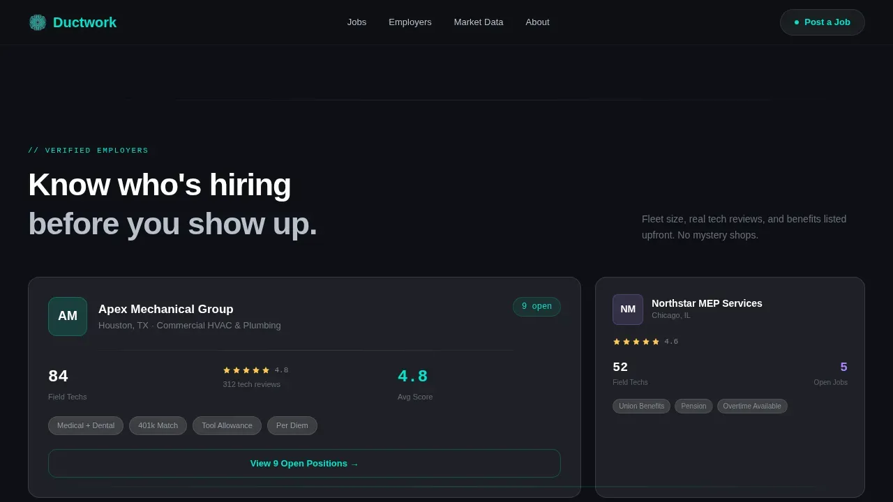 HVAC Technician Job Board Landing Page Template