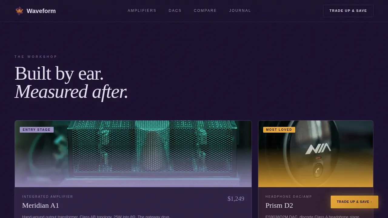 Vintage Hi-Fi Audio Equipment Landing Page Template