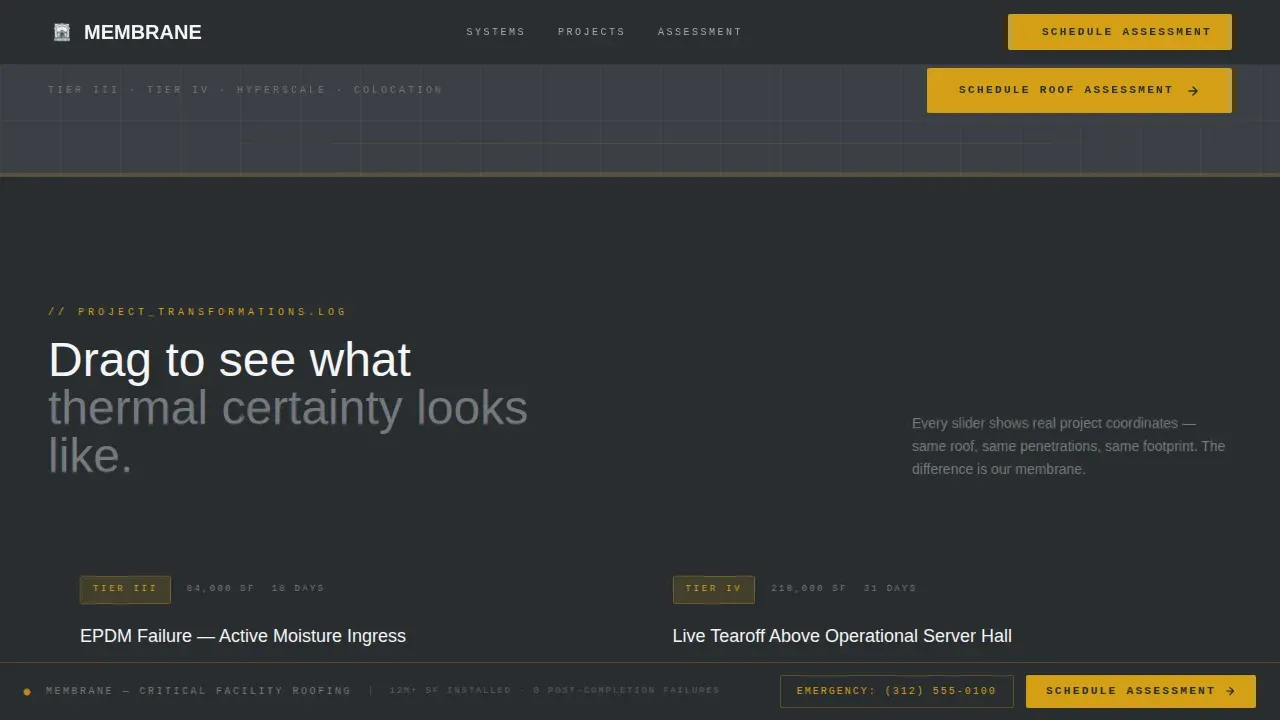 Critical Data Center Roofing Landing Page Template
