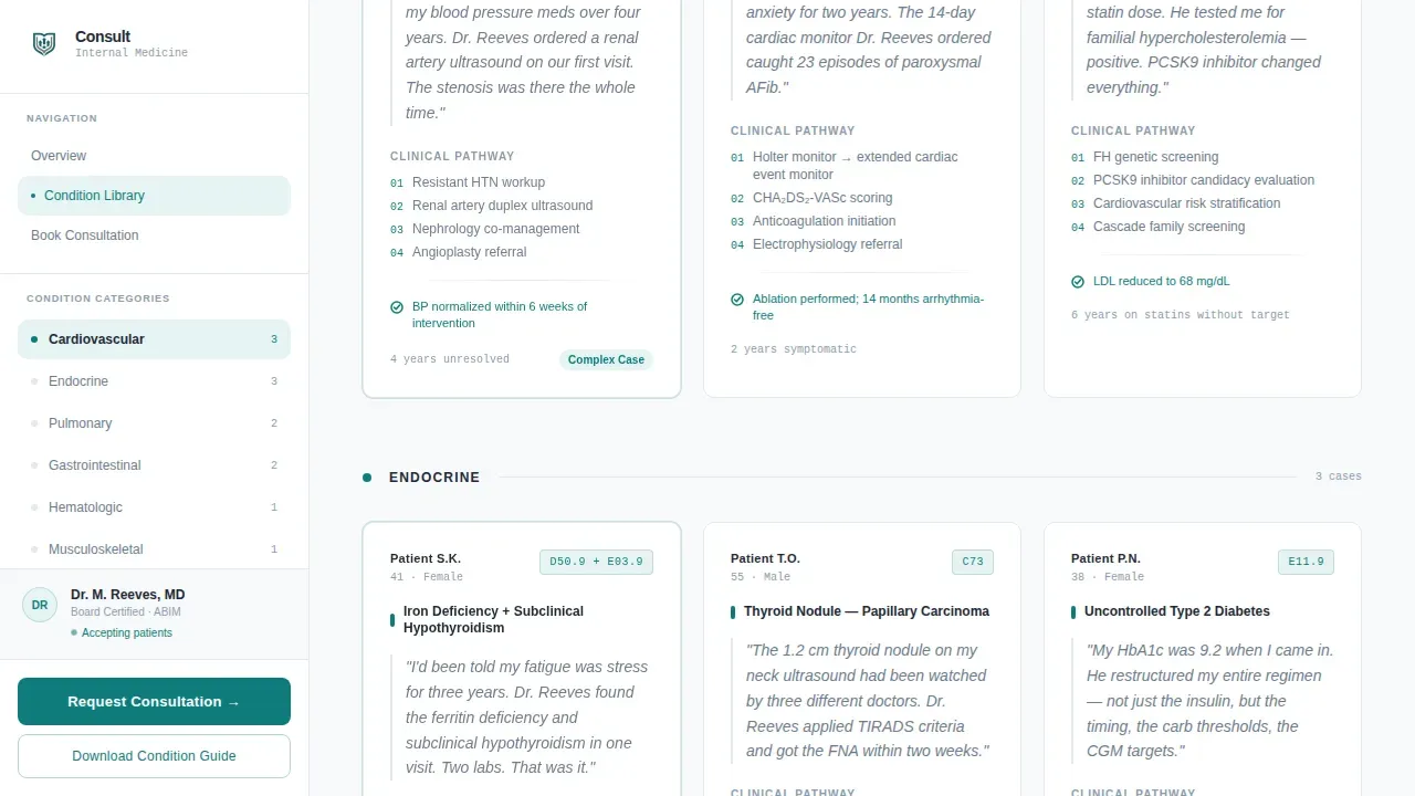 Expert Physician Symptom Library Landing Page Template