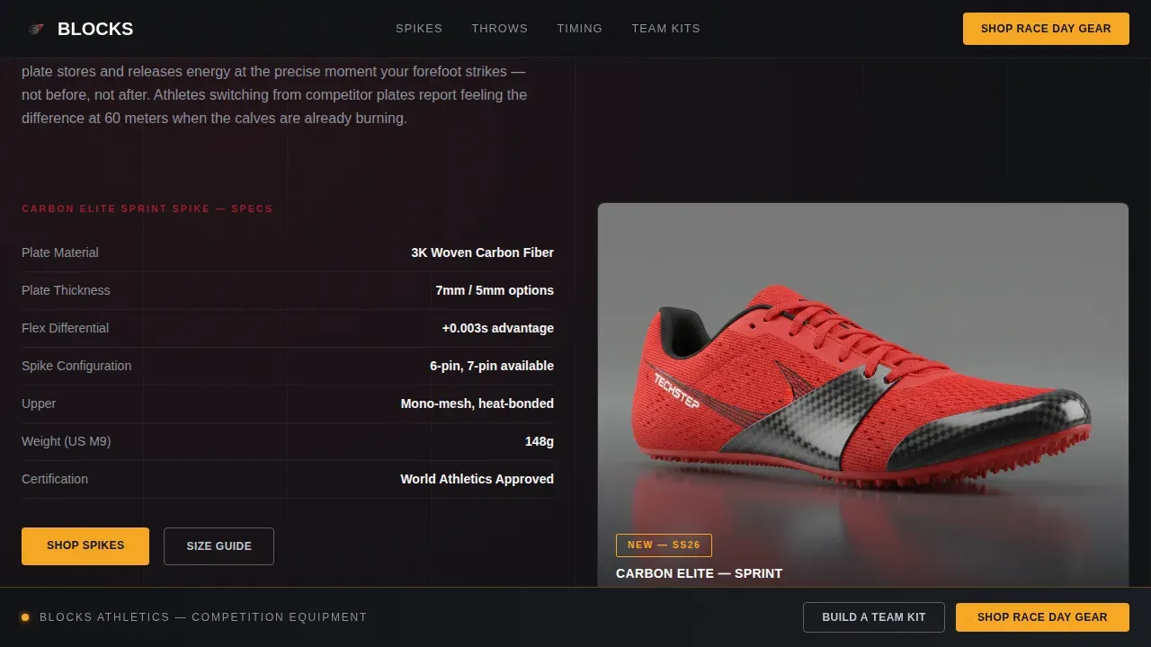 Competition Edge Track And Field Equipment Landing Page Template