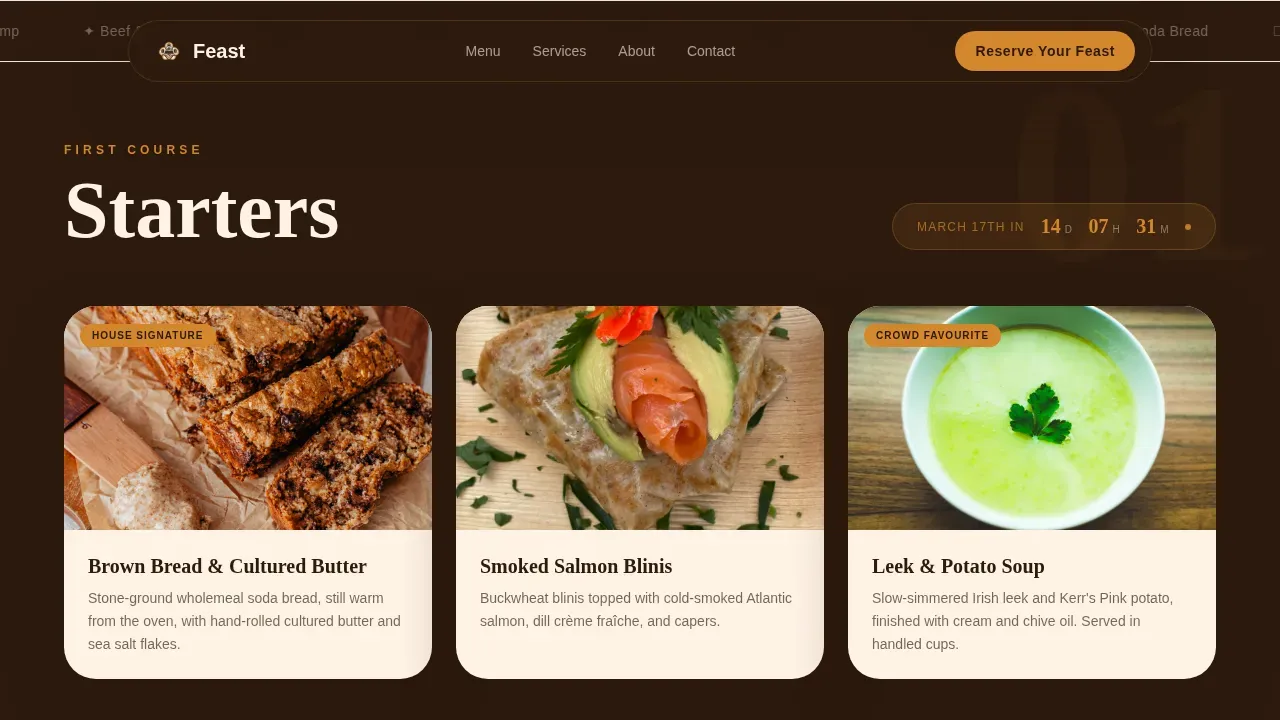 St. Patrick's Day Booking Website Template