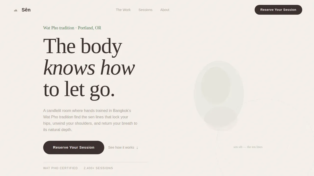 Traditional Thai Massage & Bodywork Booking Website Template