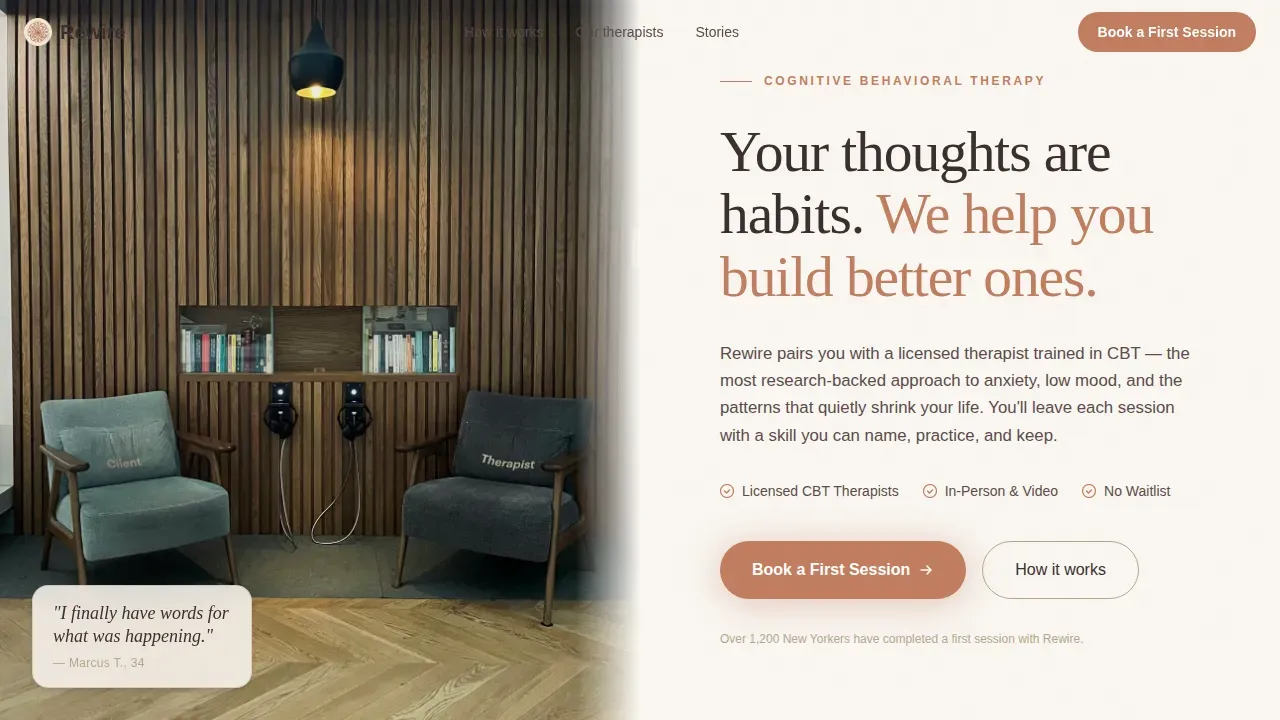 Warm Stone Cognitive Therapy Center Landing Page Template