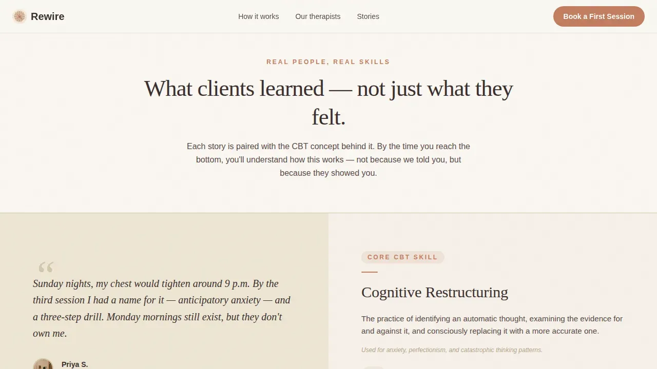 Warm Stone Cognitive Therapy Center Landing Page Template