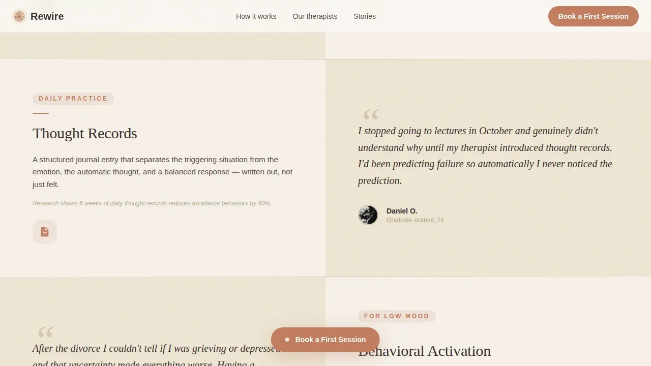 Warm Stone Cognitive Therapy Center Landing Page Template