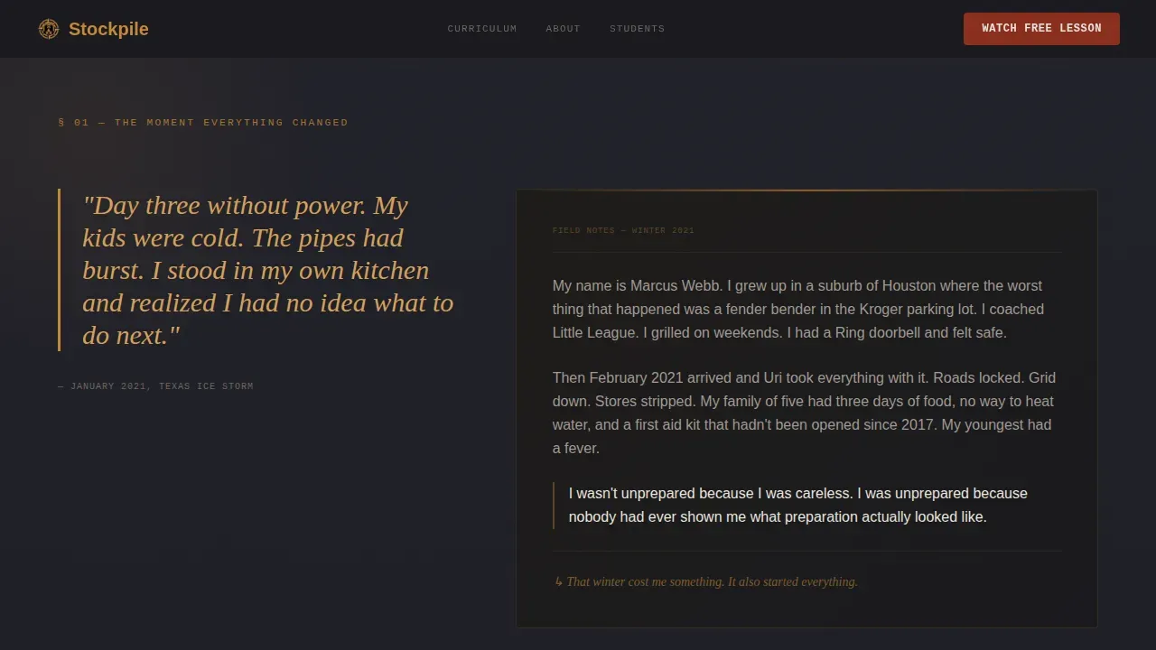 Survival Skills Course Landing Page Template