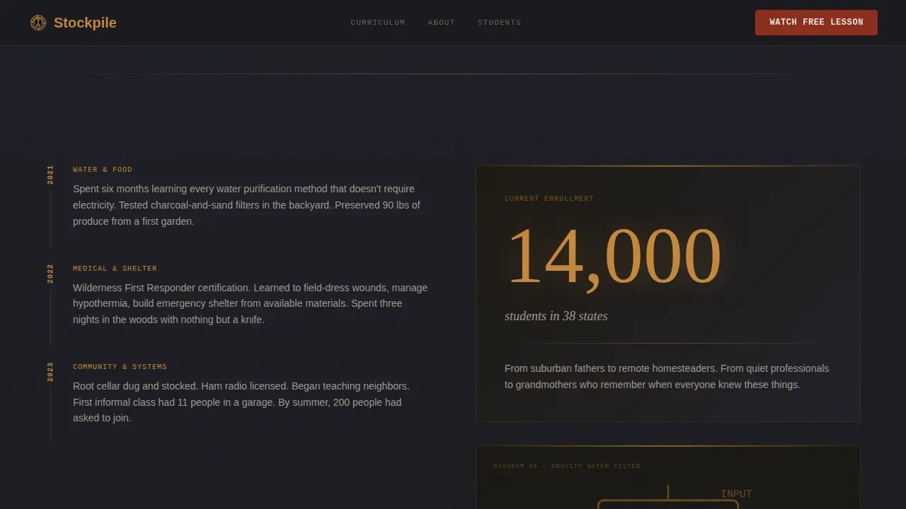 Survival Skills Course Landing Page Template