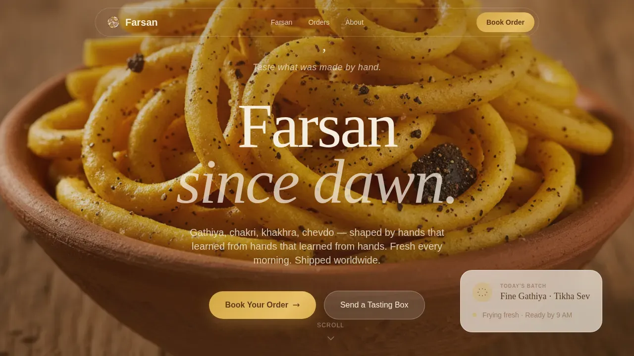 Handcrafted Gujarati Snacks Booking Landing Page Template