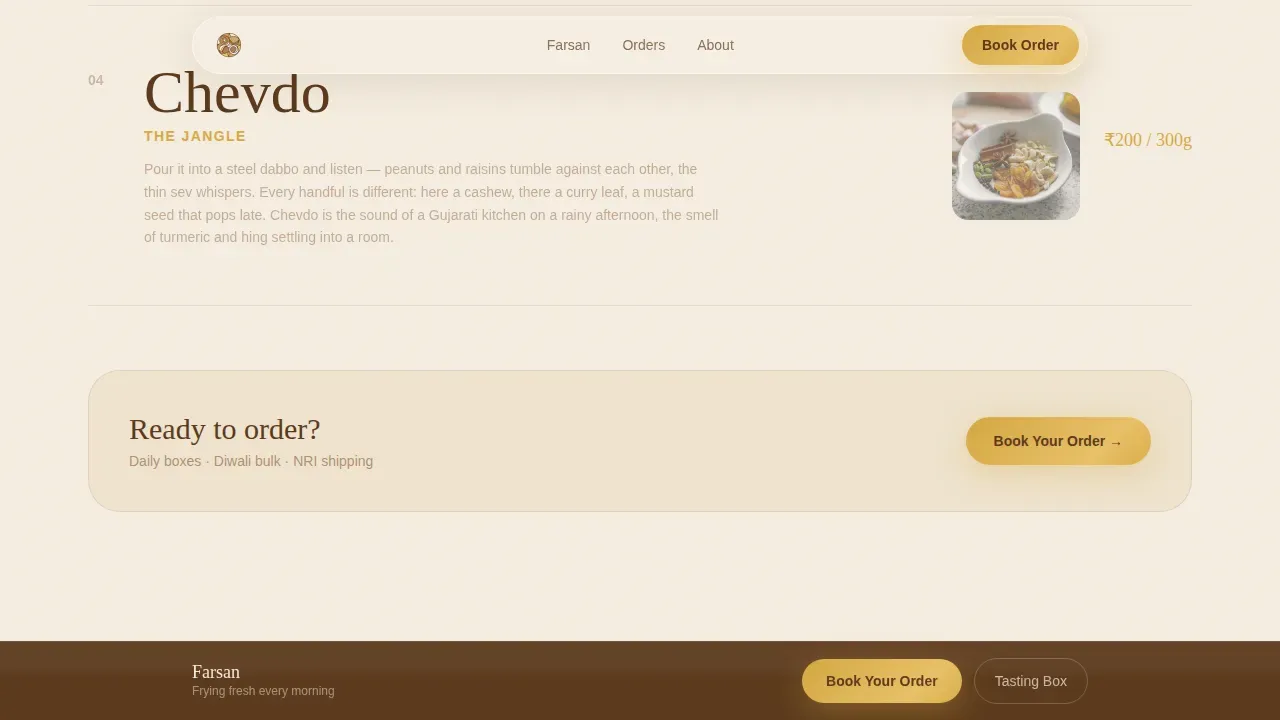 Handcrafted Gujarati Snacks Booking Landing Page Template