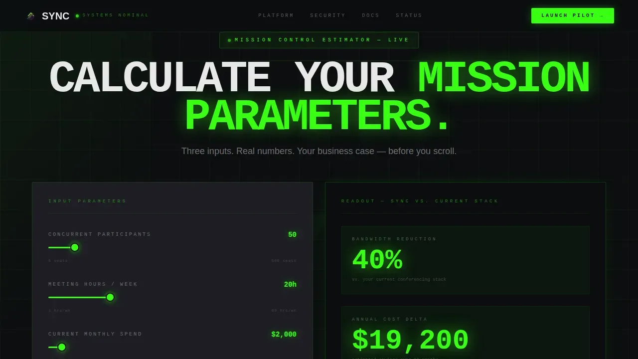 Data Command Video Conferencing Landing Page Template