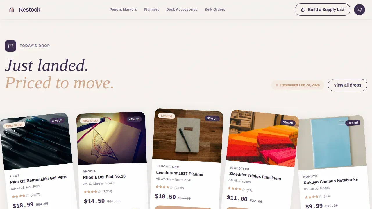 Luxe Minimal Bulk Office Supplies Landing Page Template